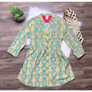 Matilda Jane Sz S Womens Button Down Shirt Mini Dress Tunic Top Floral Print